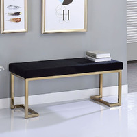 Black And Champagne Bench With C Metal Base