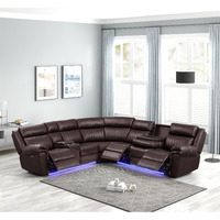 Modern Style Recliner Sectional Sofa Made With Wood In Brown