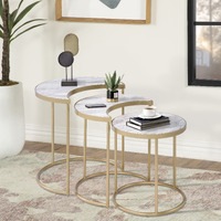 White And Gold 3-Piece Nesting Tables