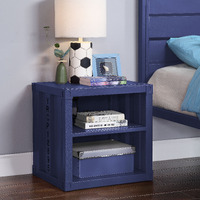 Blue Nightstand With Open Shelf