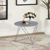 Grey Geometric Metal Base Accent Table