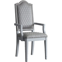 Two Tone Grey And Pearl Grey Upholstered Back Arm Chairs (Set Of 2)