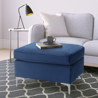 Blue Rectangle Ottoman