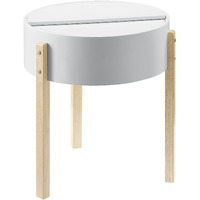 White And Natural End Table With Hidden Storage