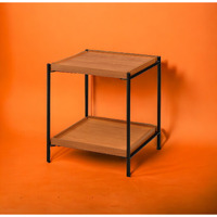 Honey Oak And Black End Table With Shelf