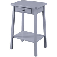 Grey End Table With Bottom Shelf