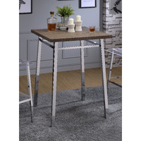 Oak And Chrome Square Bar Table