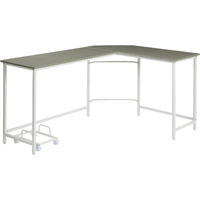 Grey And White L-Shape Computer Desk