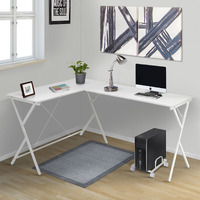 White L-Shaped Computer Desk With Cpu Holder