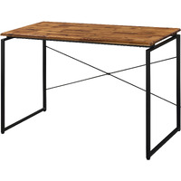 Oak And Black Writing Desk With Metal Sled Base