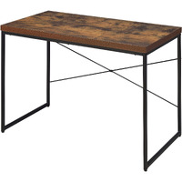 Weathered Oak And Black Writing Desk With Metal Sled Base