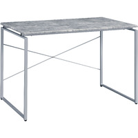 Grey And Silver Writing Desk With Metal Sled Base