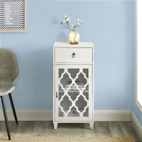 White Side Table With Drawer And Door