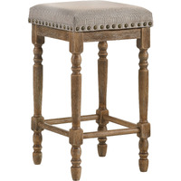 Beige And Weathered Oak Nailhead Trim Counter Height Stools ( Set Of 2)