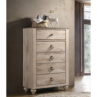 Imerland Contemporary Patched Wood Top 5-Drawer Chest  White Wash Finish