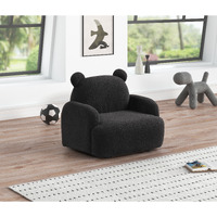 Raelynn 25.5""W Black Teddy Velvet Bear-Shaped Kids Armchair