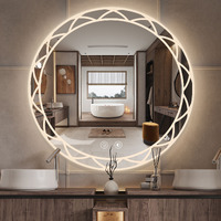 42"" Round Led Bathroom Mirror Djustable Color Temperatures And Anti-Fog  Wall-Mounted Design