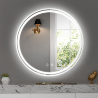 28"" Round Led Bathroom Mirror ?Wall-Mounted For Convenience