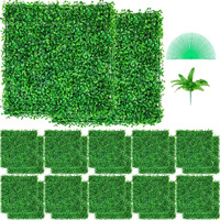 Vevor Artificial Boxwood Panel Uv 24Pcs Boxwood Hedge Wall Panels Artificial Grass Backdrop Wall 10"" X 10"" 4 Cm Green Grass Wall  Fake Hedge For Decor Privacy Fence Indoor  Outdoor Garden Backyard