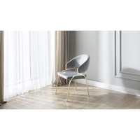 Ruby Modern & Contemporary Style Chair Made With Metal & Gold Legs In Gray Color