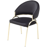 Ruby Modern & Contemporary Style Chair Made With Metal & Gold Legs In Black Color