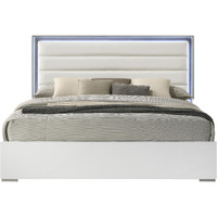 Olivia Contemporary Style Full Bed Made With Led Headboard & Wood In White