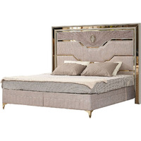 Omari Modern Style Queen Upholstered Bed Made With Wood And Gold Accents In Beige