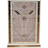 Omari Modern Style 5-Drawer Chest Made With Wood And Gold Accents In Beige