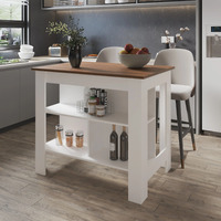 Mahogany And White Kitchen Island With Open Storage