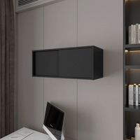 Black Floating Cabinet With Sliding Door