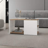 Kaibito Coffee Table With Open Storage  White+ Natural Oak