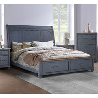 Bridgevine Home Americana King Size Sleigh Bed  Corduroy Blue Finish