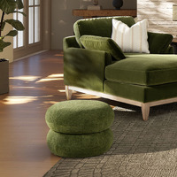 Nest 19.5"" Low Round Upholstered Ottoman  Moss Green