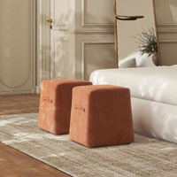 Oliver 16"" Tapered Square Upholstered Ottoman  Spice Orange Fleeced Teddy