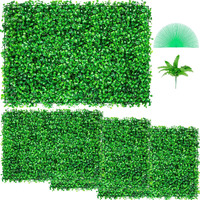 Vevor Artificial Boxwood Panel Uv 4Pcs Boxwood Hedge Wall Panels Artificial Grass Backdrop Wall 24X16"" 4 Cm Green Grass Wall Fake Hedge For Decor Privacy Fence Indoor Outdoor Garden Backyard