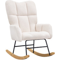 Vevor Rocking Chair Nursery  Glider Rocking Chair With Soft Seat And High Backrest  250 Lbs Weight Capacity Teddy Fabric  Upholstered Glider Rocker Chair For Nursery  Bedroom  Living Room  Ivory White