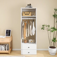 70.2""H Livelylodge Wooden Modular Closet Organizer:Modern Open Wardrobe Closet System With 2 Drawers For Bedroom&Coatroom White Finish