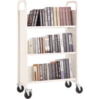 Vevor Book Cart  330 Lbs Library Cart  31.1"" X 15.2"" X 49.2"" Rolling Book Cart  Single Sided V-Shaped Sloped Shelves With 4-Inch Lockable Wheels For Home Shelves Office And School  Book Truck In White