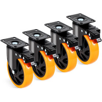 Vevor Caster Wheels  5-Inch Swivel Plate Casters  Set Of 4  With Security A/B Locking No Noise Pvc Wheels  Heavy Duty 450 Lbs Load Capacity Per Caster  Non-Marking Wheels For Cart Furniture Workbench