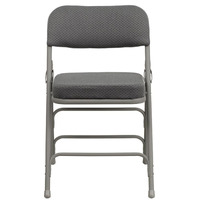 2 Pack Hercules Series Premium Curved Triple Braced & Double Hinged In Gray Fabric Metal Folding Chair