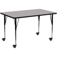 Flash Furniture Wren Mobile 24''W X 60''L Rectangular Grey Hp Laminate Activity Table - Standard Height Adjustable Legs