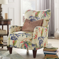 Paradise Upholstered Arm Chair  Off-White/Floral Printed On Cotton