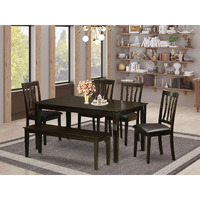 East West Furniture Caan6-Cap-Lc Capri 6 Piece Set Contains A Rectangle Dining Room Table And 4 Faux Leather Kitchen Chairs With A Bench  36X60 Inch