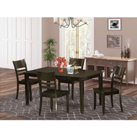 East West Furniture Caly5-Cap-W Capri 5 Piece Dining Set For 4 Includes A Rectangle Kitchen Table And 4 Dinette Chairs  36X60 Inch  Cappuccino