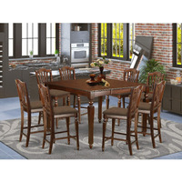 East West Furniture Chel9-Mah-C Chelsea 9 Piece Counter Height Pub Set Includes A Square Dining Table With Butterfly Leaf And 8 Linen Fabric Upholstered Kitchen Chairs  54X54 Inch