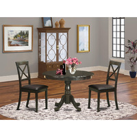 East West Furniture Hlbo3-Cap-Lc 3 Piece Dining Table Set For Small Spaces Contains A Round Dining Room Table With Pedestal And 2 Faux Leather Upholstered Chairs  42X42 Inch  Cappuccino