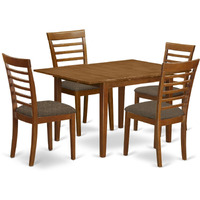 East West Furniture Mila5-Sbr-C Milan 5 Piece Set Includes A Rectangle Dining Room Table With Butterfly Leaf And 4 Linen Fabric Upholstered Kitchen Chairs  36X54 Inch