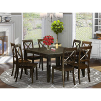 East West Furniture Pfbo9-Cap-W 9 Piece Modern Dining Table Set Includes A Square Wooden Table With Butterfly Leaf And 8 Kitchen Dining Chairs  54X54 Inch  Cappuccino