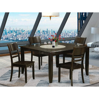 East West Furniture Pfly5-Cap-W 5 Piece Dining Set Includes A Square Dining Room Table With Butterfly Leaf And 4 Kitchen Chairs  54X54 Inch  Cappuccino