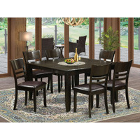 East West Furniture Pfly7-Cap-Lc 7 Piece Kitchen Table & Chairs Set Consist Of A Square Dining Table With Butterfly Leaf And 6 Faux Leather Dining Room Chairs  54X54 Inch  Cappuccino